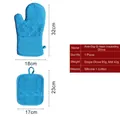 Blue silicone oven mitt and pot holder set with diamond texture for heat resistance - Blue Long Set (1 Mitt + 1 Pad)