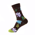 Brown mid-calf cotton socks featuring cartoon elephant and cactus patterns - 912 Elephant Cactus