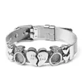 Detail of 10mm mesh steel bracelet with Best Friend heart charms and slider buckles - C-Silver (BEST FRIEND Heart Block)