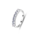 Sparkling S925 sterling silver ring with seven micro-pave set round brilliant cut stones - US 5 / White Gold (Moissanite)