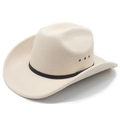 Detail of beige felt cowboy hat showing metal air vents and slim black decorative band - M (56-58cm) / Beige