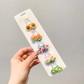 5 pairs of cute brown hair ties with resin bear and flower charms for kids - Rainbow Flower 10Pcs Set