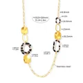 Detail view of long gold stainless steel leopard acrylic necklace with dimensions 810+50mm - Gold Long Oval Leopard