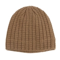 Classic brown ribbed knit beanie hat for men, warm winter skull cap in solid color - Khaki