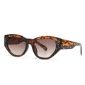 Moderne Cat-Eye-Sonnenbrille mit Schildpatt-Muster und elegantem Drei-Punkt-Nietendesign - Schildpatt Rahmen Tee Gläser