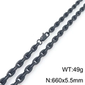 Black stainless steel anchor link necklace with lobster clasp, 660x5.5mm size - Black Thick Anchor Chain (KN295419-KFC)