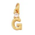 Letter G gold plated copper pendant with single white cubic zirconia inlay - Single Stone Letter G