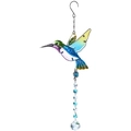 Blue and green hummingbird suncatcher with crystal prisms for window decoration - Blue Hummingbird + Crystal Ball