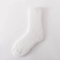 Thick warm white coral fleece floor sock with soft fuzzy texture for winter sleep - White