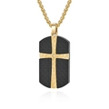 Collana da uomo con pendente a croce in fibra di carbonio nera e finitura dorata - Solo ciondolo / Oro