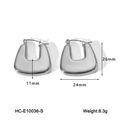 Pendientes en forma de U de acero inoxidable plateado con acabado minimalista - Estilo Geométrico en U (HC-E10036-S) / Plateado