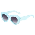 Cat eye y2k retro sunglasses with light blue translucent frames and grey gradient lenses - Blue