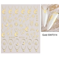 Autocollants à ongles dorés avec lune et étoiles, modèle SWT014 auto-adhésifs - Chaîne Soleil Lune Étoile / Or SWT014