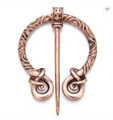 Vintage viking brooch with bronze twisted metal ring design for cloaks and cardigans - D-989 Antique Red Copper