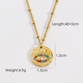 Detail van 14K gouden evil eye hanger met gekleurde zirkoon en 40+5cm ketting afmetingen - Kleurrijk Boze Oog