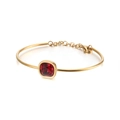 Polished 18k gold plated stainless steel bracelet with a square red zircon stone - Dark Red Zirconia (KB120128-KHY)
