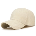 Casquette de baseball en velours côtelé beige classique avec texture fine et six panneaux - Réglable / Beige