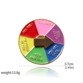 Rainbow emotion wheel enamel pin with rotating gold arrow and mental health slogans - Encouraging Phrases Turntable (X00380-06)