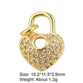 Gold plated heart lock pendant with micro-paved zircons and intricate star engraving - Heart Lock X0924