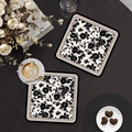 French vintage style square absorbent coaster with black and white rose floral pattern - French Vintage Style - M Style [square With Rounded Corners]