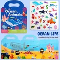 Libro di adesivi riutilizzabili con animali marini e maniglia per bambini - Tema Mondo Oceanico / Animali marini