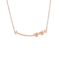 Rose gold smile pendant necklace with double butterfly accents on a sleek chain - Butterfly Smile Pendant Style (F311) / Rose Gold