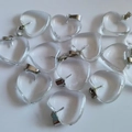 Set of 2cm transparent heart-shaped crystal pendants with silver metal clasps - Clear Glass