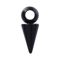 Vue macro d'un pendentif conique noir poli avec anneau en acier inoxydable de qualité - Noir