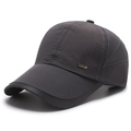 Men's dark grey quick-dry baseball cap with breathable mesh and silver metal fashion plate - Adjustable / Dark Gray