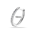 G23 titanium 10mm hoop earring with cubic zirconia inlay for minimalist piercing jewelry - Grey (T2562-10mm Grey)