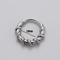 Macro detail of 1.0cm vintage twisted rope earring in blackened stainless steel - Braided Texture Style (S16)