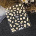 Stickers ongles 3D en relief avec motifs de roses blanches et feuilles vertes TS-2242 - Style Rose Relief 3D (TS-2242)