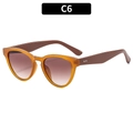 Schicke Cat-Eye-Sonnenbrille mit bernsteinfarbenem Rahmen und braunen Gläsern C6 - Orangenfarbener Rahmen Verlaufende Braune Gläser