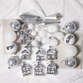 Set di decorazioni natalizie bianche e argento con palline di neve e casette - Argento Set da 36 Pezzi