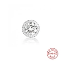 S925 sterling silver stud earring featuring a clear zircon with beaded edge in silver finish - Style 27 (Single) - Beaded Stone