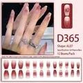 Faux ongles dégradé rose avec fleurs 3D et motifs de cœur, ensemble de 24 pièces - Style Fleur Cœur Strass Dégradé Rouge Foncé (D365)
