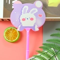 Creative pink purple rabbit cartoon fan pen with a cute white bunny illustration - White Rabbit Bear Purple