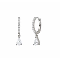 S925 sterling silver drop earrings featuring pear-cut white stones and pavé set crystals - Teardrop White Zirconia
