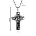 Edelstahl Kreuzkette in Silber mit religiöser Gravur und 600mm Kettenlänge Maßangaben - Stahlfarbe