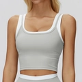 Women's sports vest in grey and white layered design with a stylish U-neckline - S / Clay Grey