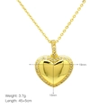 Detailed dimension view of gold plated heart pendant necklace with white zirconia stones - Micro-set Heart Border Style (DN240705-E)