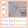 24 Stück Nude French Ombre Press-on Nägel mit Strasssteinen und Glitzerspitzen - Französischer Strass-Klebestil (Z466)