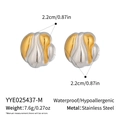 Macro view of wave-textured geometric earrings with size and weight specifications - Gold and Silver Mixed Wave Texture Style (YYE025437-M)