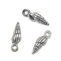 Silver marine conch pendant charms with antique finish for DIY ocean jewelry making - Pointed Snail (A4-049) / Antique Silver