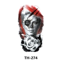 Waterproof temporary tattoo sticker TH-274 with woman face, gears, and red rose - Th-274 / 210*148mm