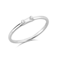 Minimalist S925 sterling silver ring with a rectangular cubic zirconia stone inlay - White Gold Square Stone