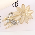 Eleganter goldener Blumen-Haarclip mit Champagner-Katzenaugenstein und Kristallen - 1# Strass 3.9cm Blume Haarklammer / Gold