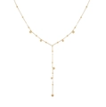 Minimalistische Y-förmige lange Quastenhalskette aus 18K vergoldetem Stahl mit Goldperlen - Gold