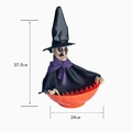 Ciotola per caramelle strega di Halloween con mantello viola e cappello nero deco - No.2 Strega Cappello Alto / Arancione
