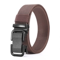 Brown nylon tactical belt for men with black automatic buckle for outdoor casual wear - Brown